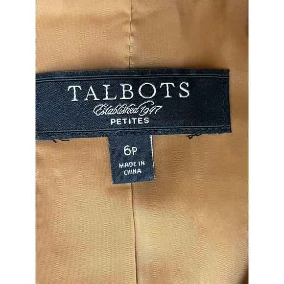 Talbots Womens Brown Blazer Wool Blend Jacket Elbow Patch Stretch Houndstooth 6p - Picture 5 of 9